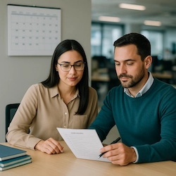 Profissionais de DP conferindo calendário e checklists; terceirizar departamento pessoal com folha no prazo